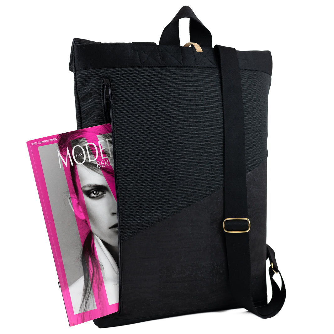 Wähle deine Materialkombination - Großer Rolltop Rucksack Kork & Canvas mit Laptopfach