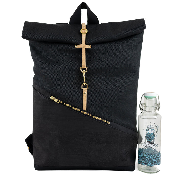 Wähle deine Materialkombination - Großer Rolltop Rucksack Kork & Canvas mit Laptopfach