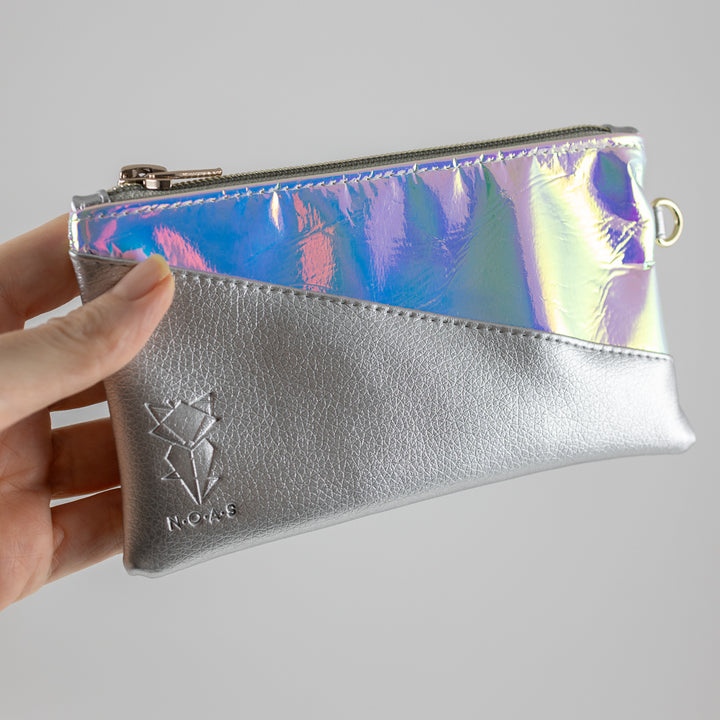 Mini-Geldbörse mit Kartenfächern Rainbow Silber