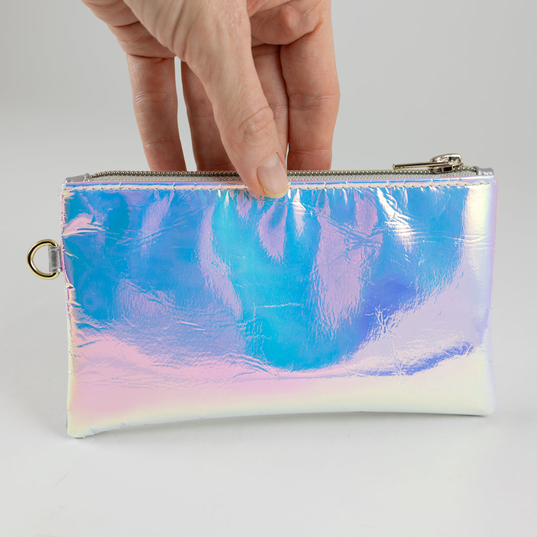 Mini-Geldbörse mit Kartenfächern Rainbow Silber