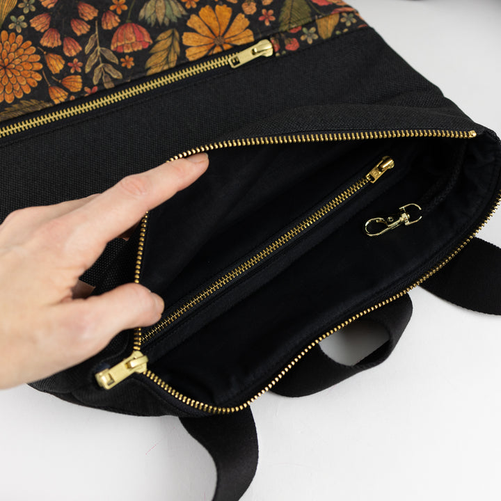 mini backpack with secret compartment cork flower