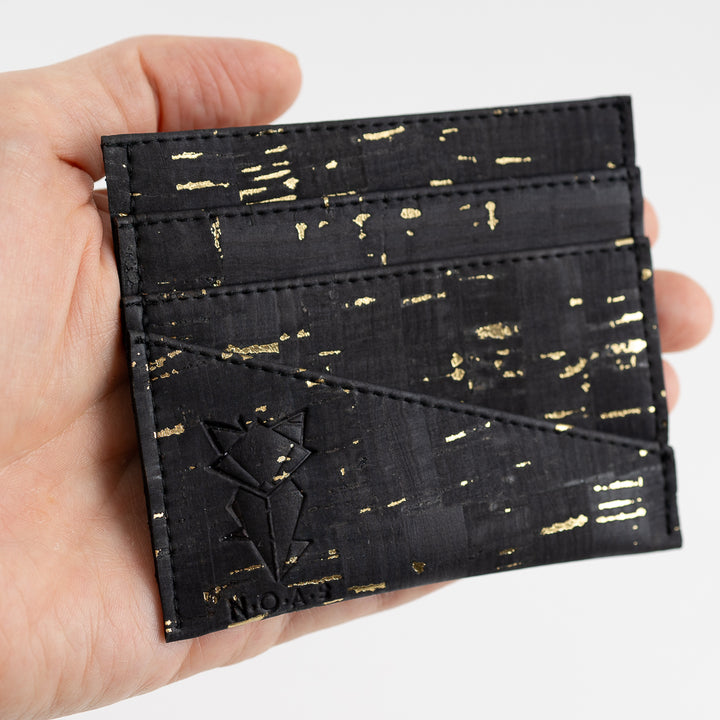 Karten-Etui Kork Schwarz Gold
