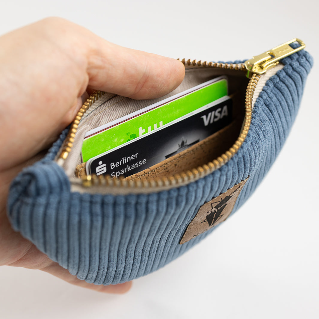 Moon Bag Geldbörse Cord Himmelblau