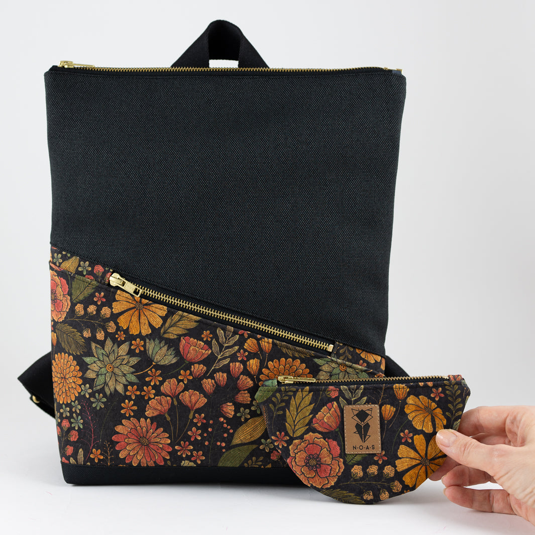 mini backpack with secret compartment cork flower