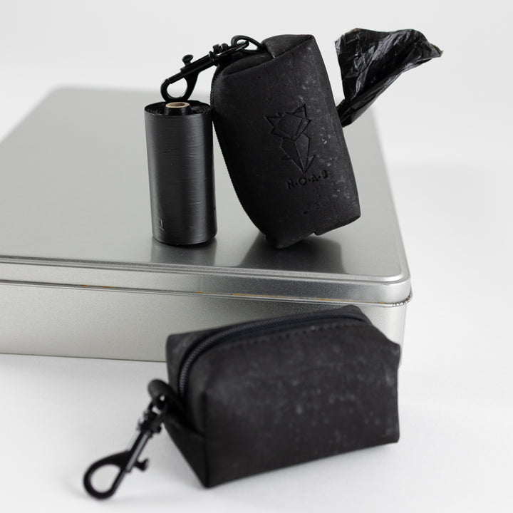Mini-Tasche für Hundekotbeutel – Kork Schwarz All Black Design
