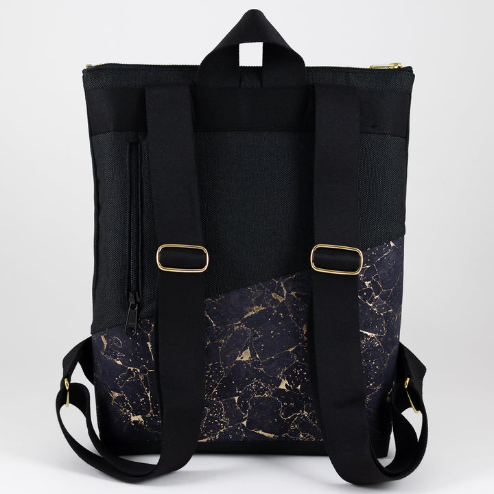 Mini-Rucksack Kork Nachtblau Gold mit Geheimfach