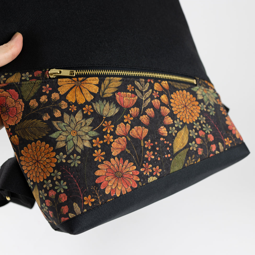 mini backpack with secret compartment cork flower