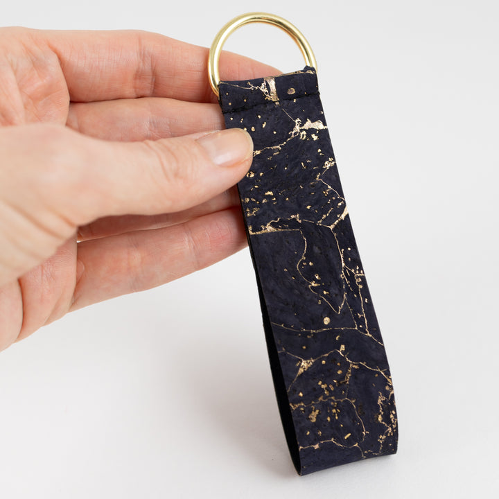 Kork Nachtblau Gold Schlüsselanhänger