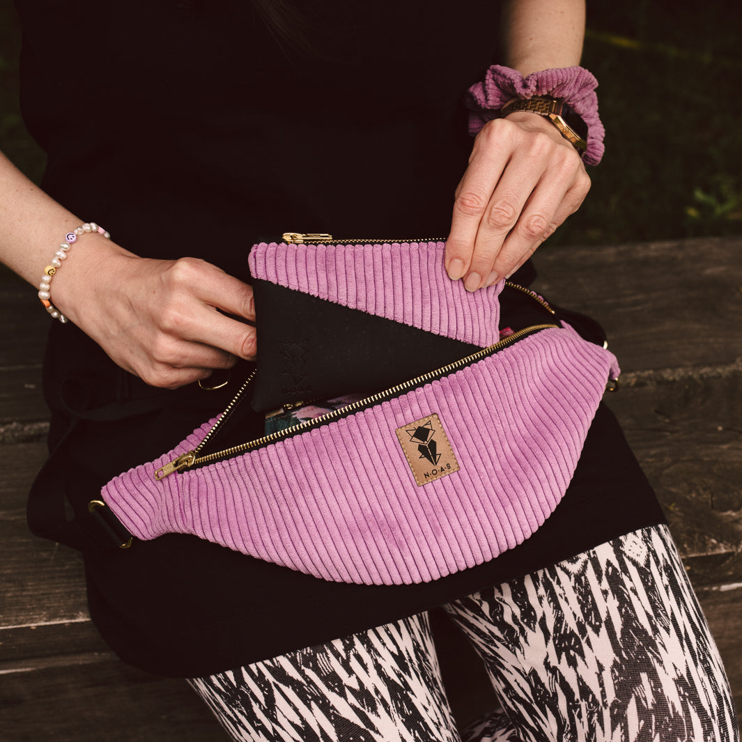 NOAS Mini Wallet with card slots - Cork Black Cord Lilac