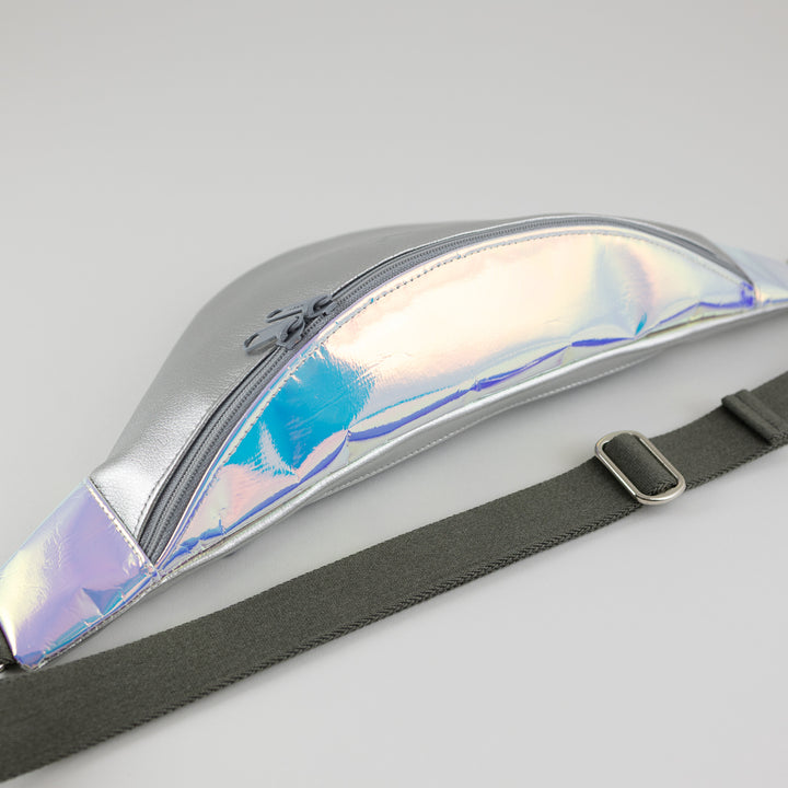Festival Bauchtasche Holo Rainbow Silber Size L