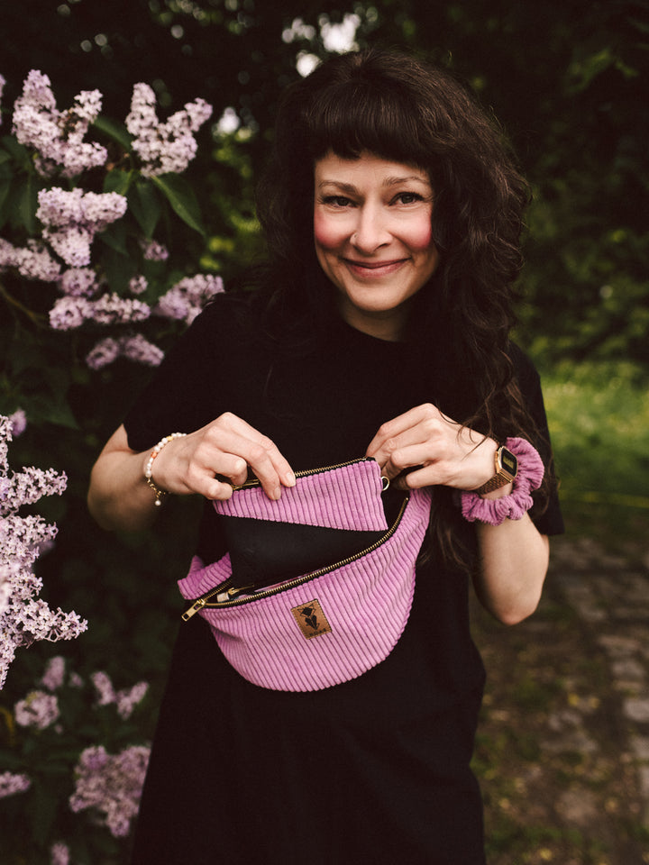 NOAS Mini Wallet with card slots - Cork Black Cord Lilac