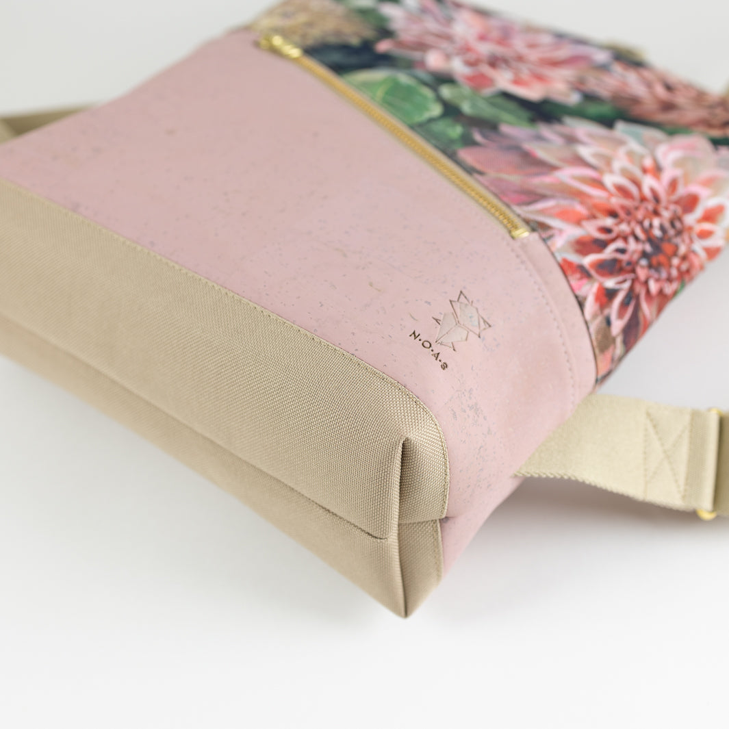 Mini-Rucksack Spring Blossom Kork Rosa mit Geheimfach