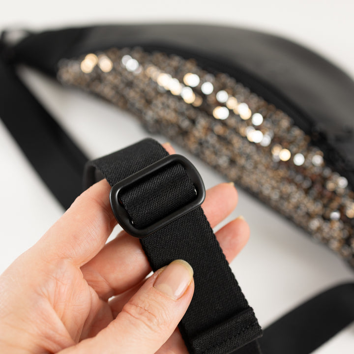 Bauchtasche Silvester Pailetten Silber Gold Schwarz Size L