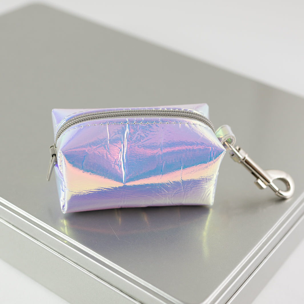 Mini-Tasche für Hundekotbeutel – Holo Rainbow Silber