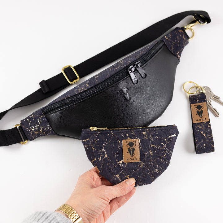 Bum Bag Taupe Cork Night Blue Gold Size M