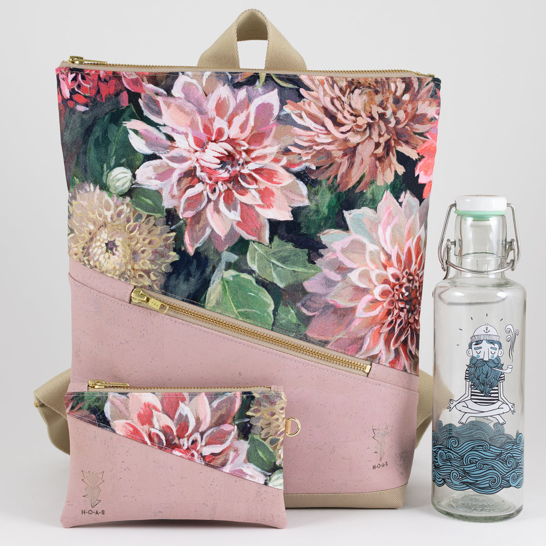 Mini-Rucksack Spring Blossom Kork Rosa mit Geheimfach