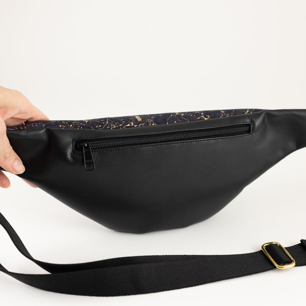 Bauchtasche Kork Nachtblau Gold Schwarz Size L