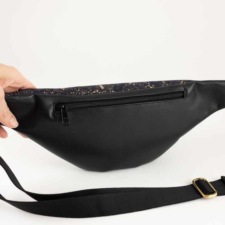 Bauchtasche Kork Nachtblau Gold Schwarz Size L