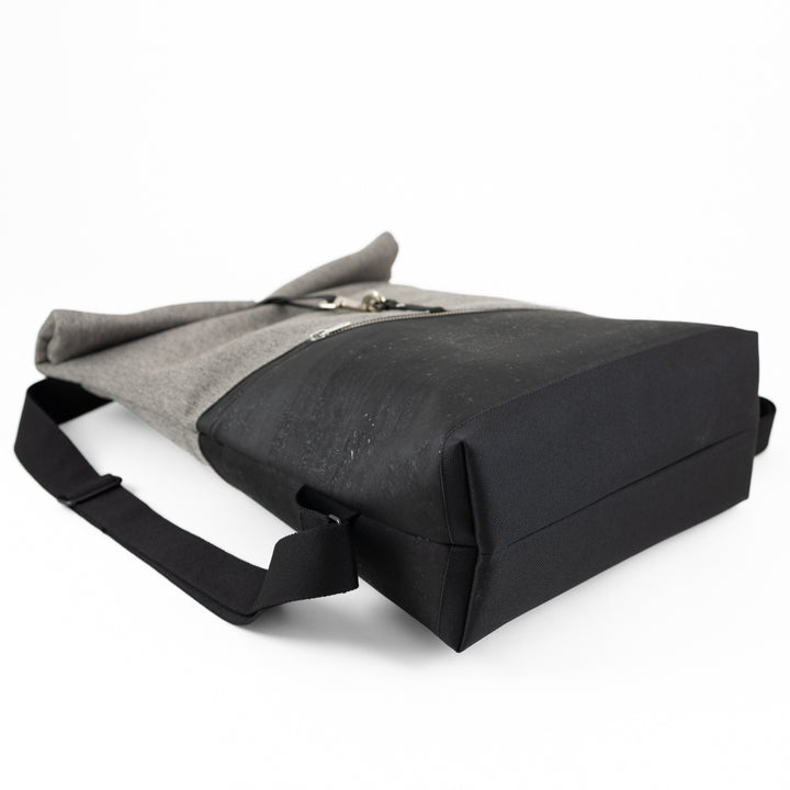 NOAS Rolltop Rucksack Everyday – Size M | mit Laptopfach - Kork Schwarz Canvas Hellgrau