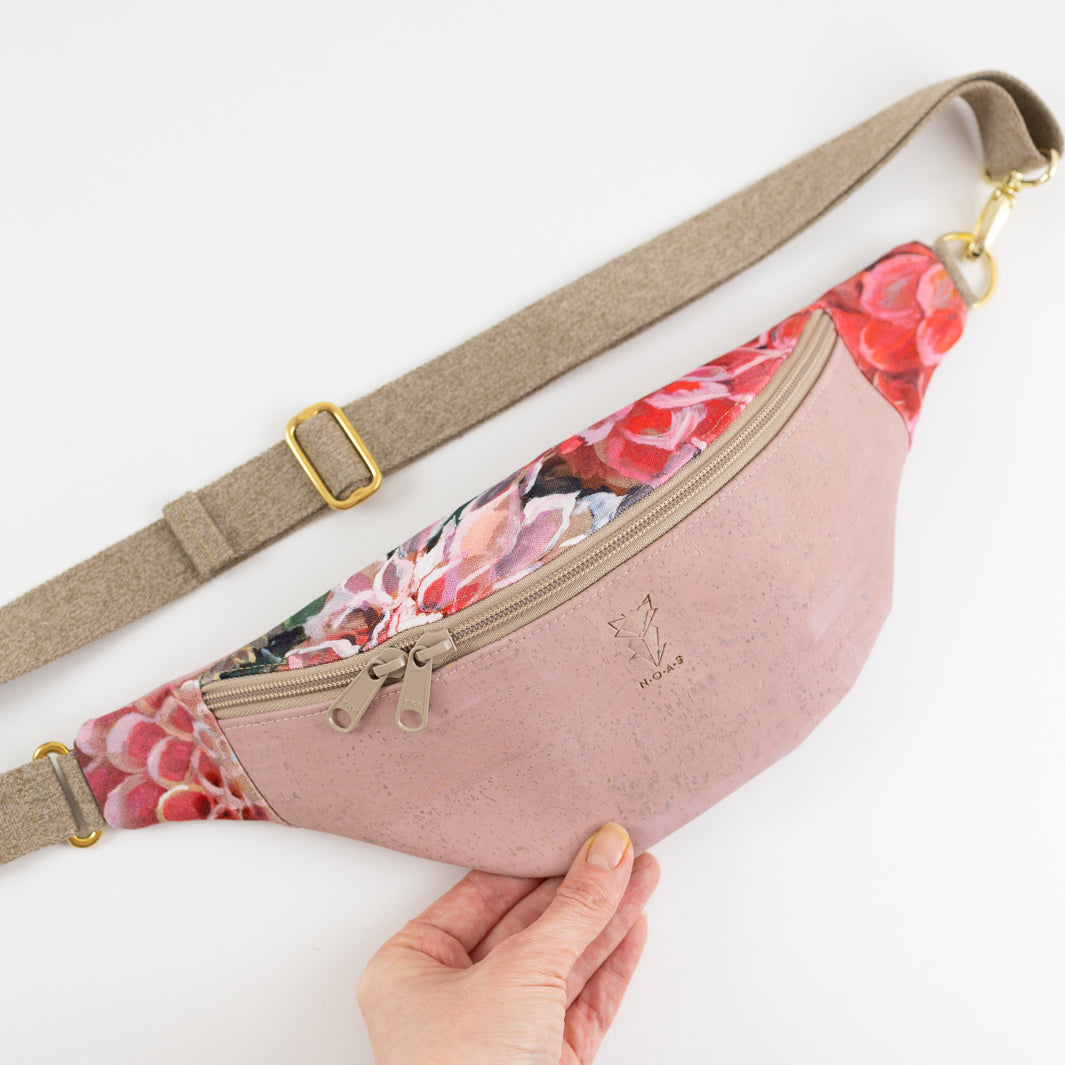 Bauchtasche  Kork Rosa Spring Blossom Size M