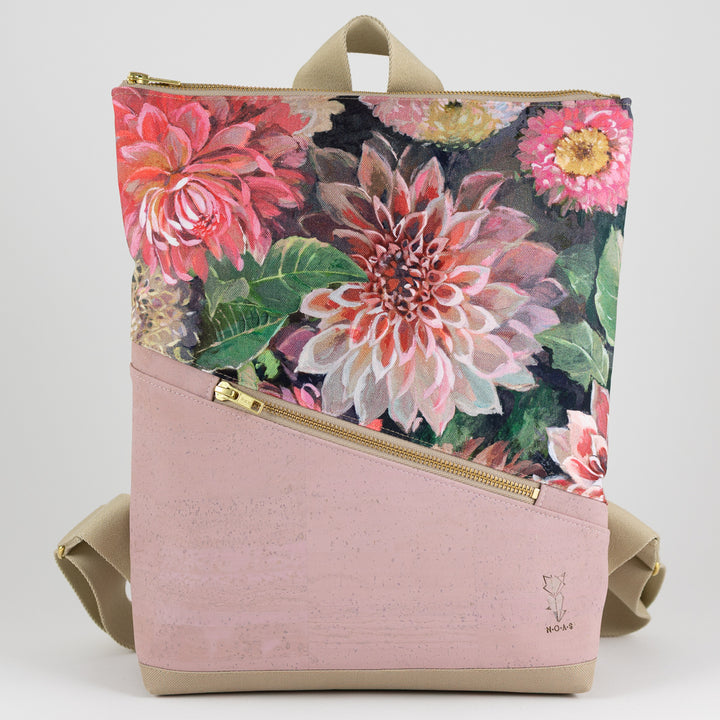 Mini-Rucksack Spring Blossom Kork Rosa mit Geheimfach