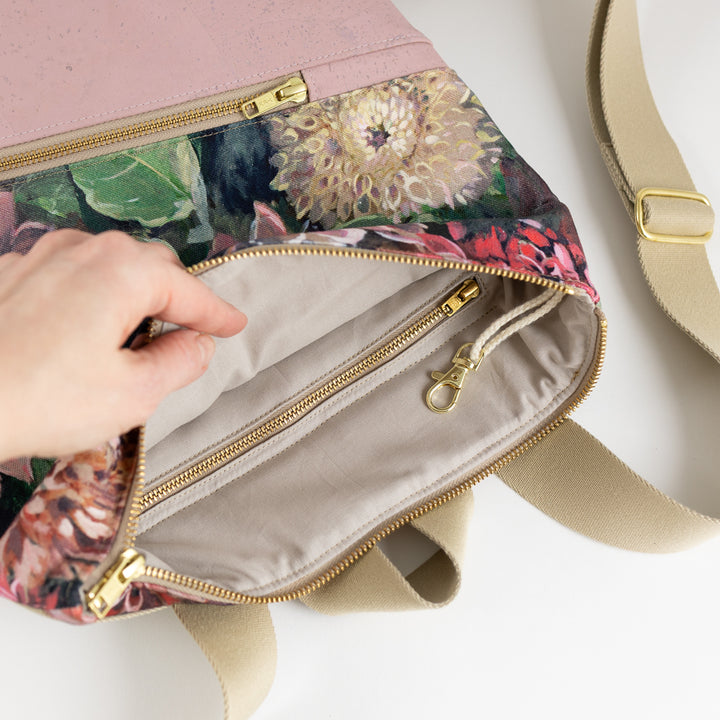 Mini-Rucksack Spring Blossom Kork Rosa mit Geheimfach