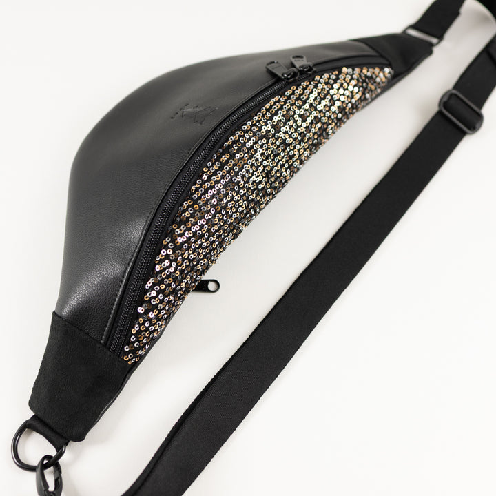 Bauchtasche Silvester Pailetten Silber Gold Schwarz Size L
