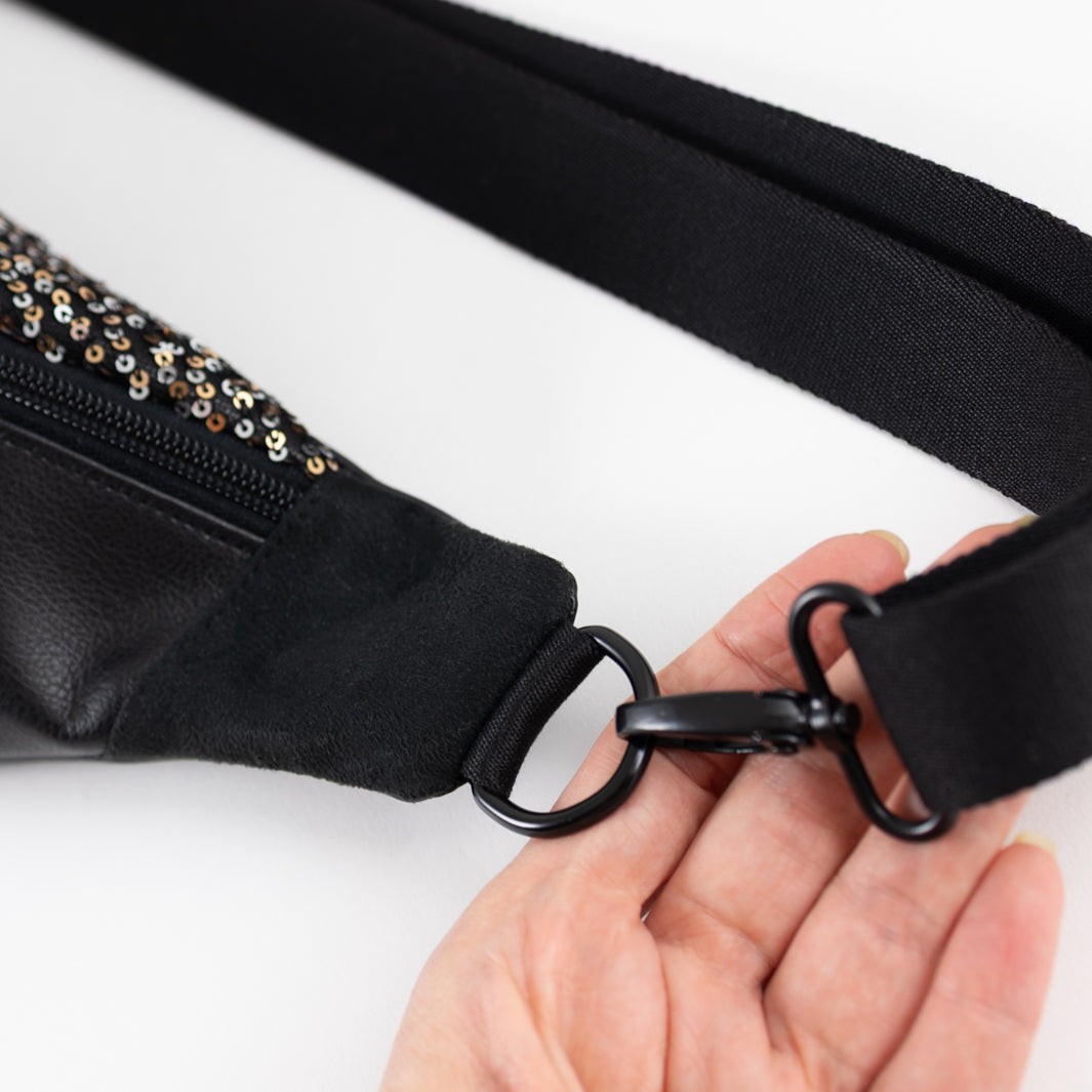 Bauchtasche Silvester Pailetten Silber Gold Schwarz Size L