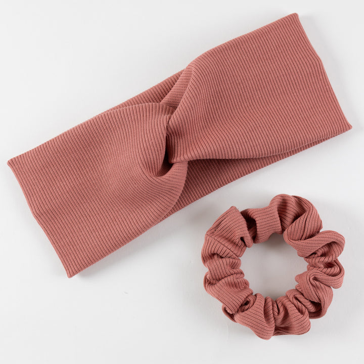 Mini Scrunchie Altrosa aus Biobaumwolle