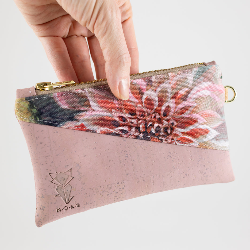 Mini-Geldbörse Spring Blossom Kork Rosa mit Kartenfächern