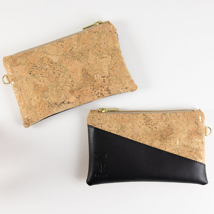 Mini-Geldbörse Kork Natur Gold mit Kartenfächern