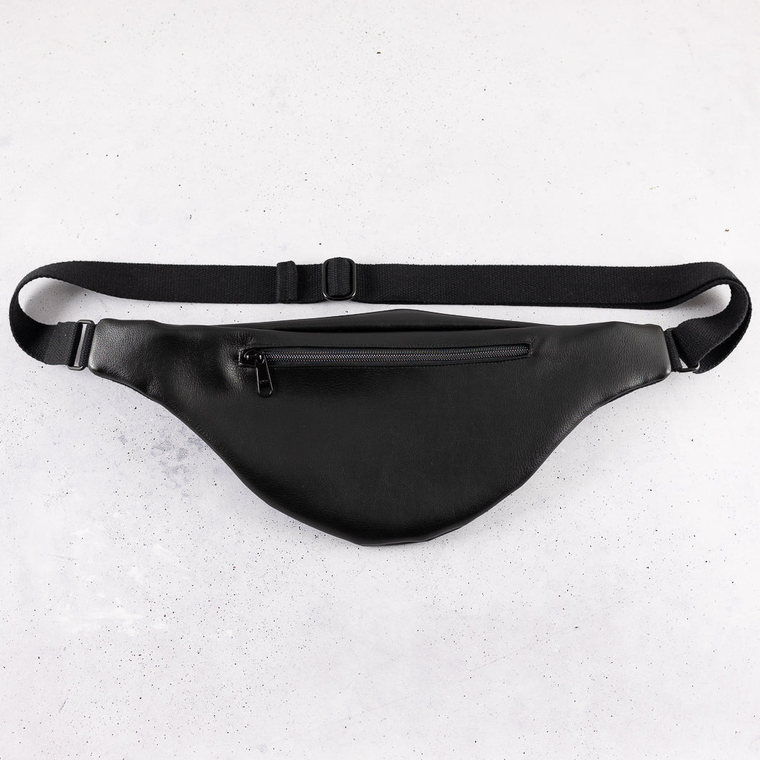 Bauchtasche Dreiecke Kork Schwarz All Black Size L