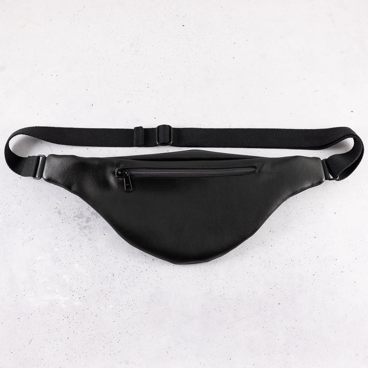 Bauchtasche Dreiecke Kork Schwarz All Black Size L