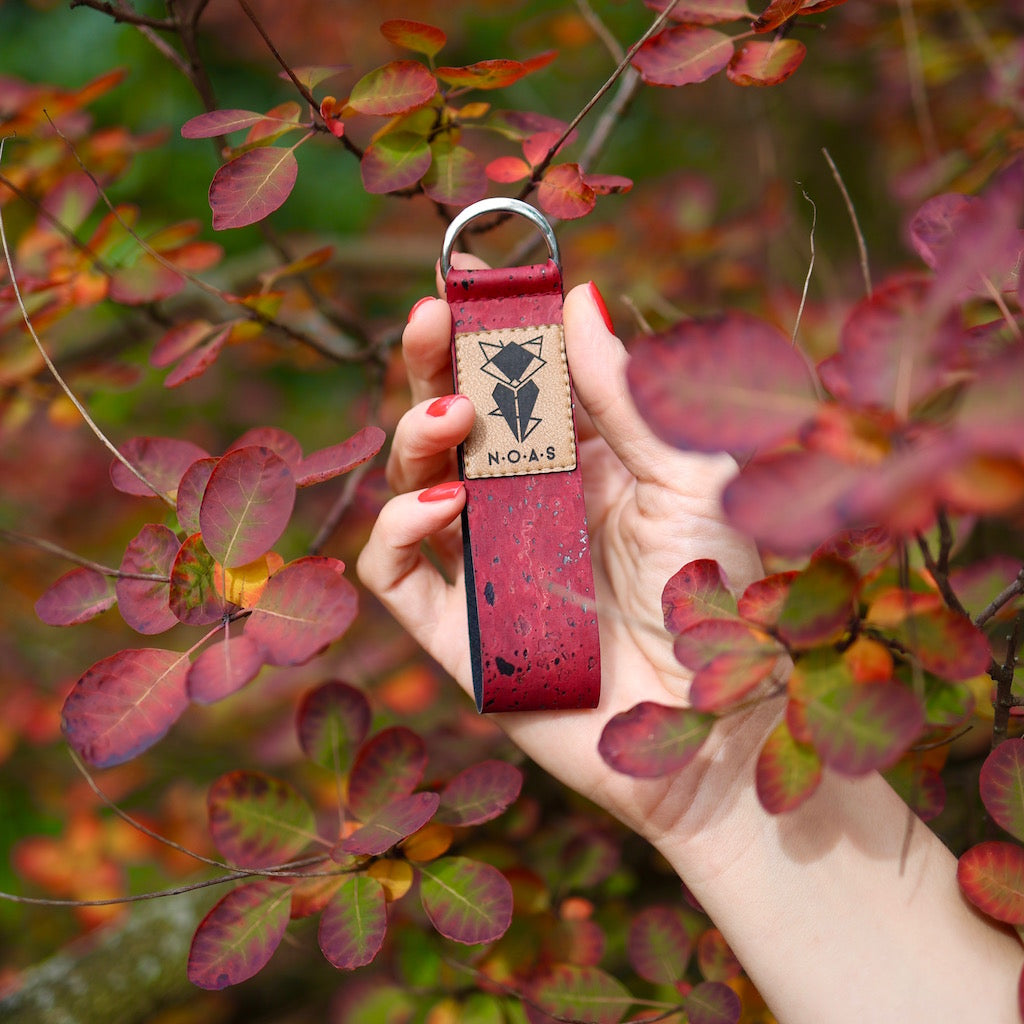 cork burgundy keychain